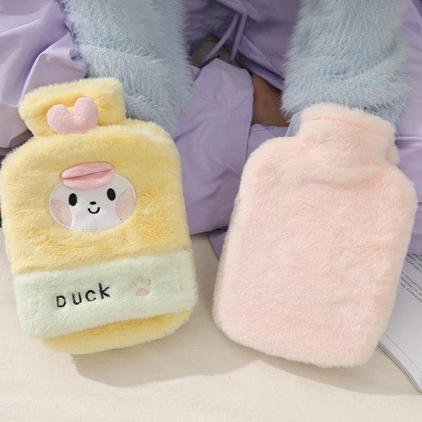 1L Hot Water Bag Dual Hands Plush Cute Hand Warmer, Style: Brown Bear