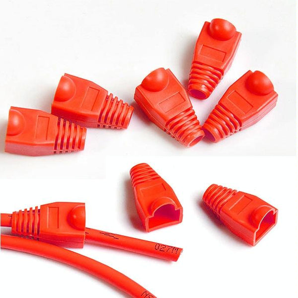 Network Cable Boots Cap Cover for RJ45, Red (100 pcs in one packaging , the price is for 100 pcs)(Red)
