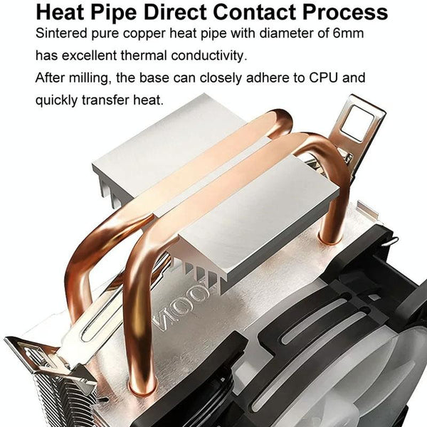 COOLMOON Frost Double Copper Tube CPU Fan Desktop PC Illuminated Silent AMD Air-Cooled Cooler, Style: P22 Streamline Edition Double Fan