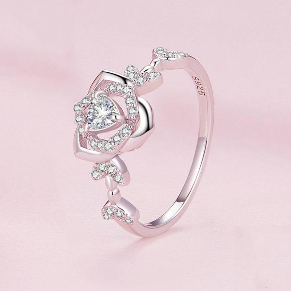 BSR366 Sterling Silver S925 Plated Gold Rose Ring(No.8)