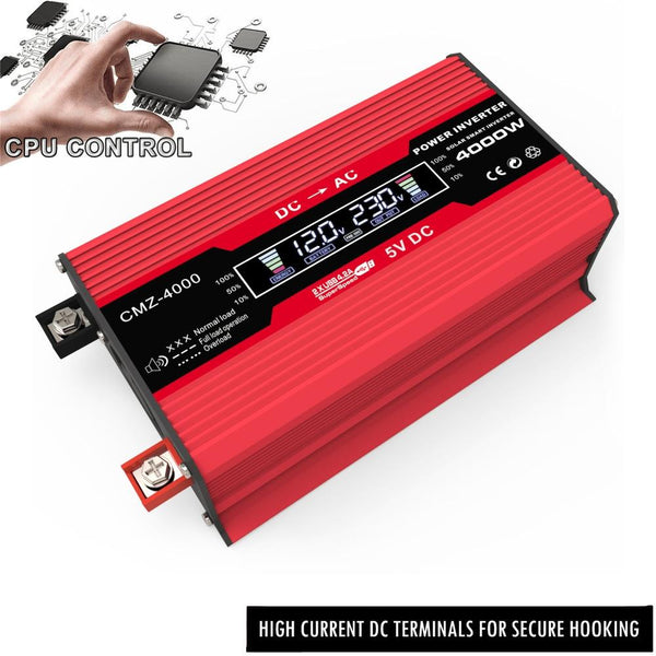 Zhizun Modified Sinewave 12V to 220V 4000W Car Power Inverter(Red)