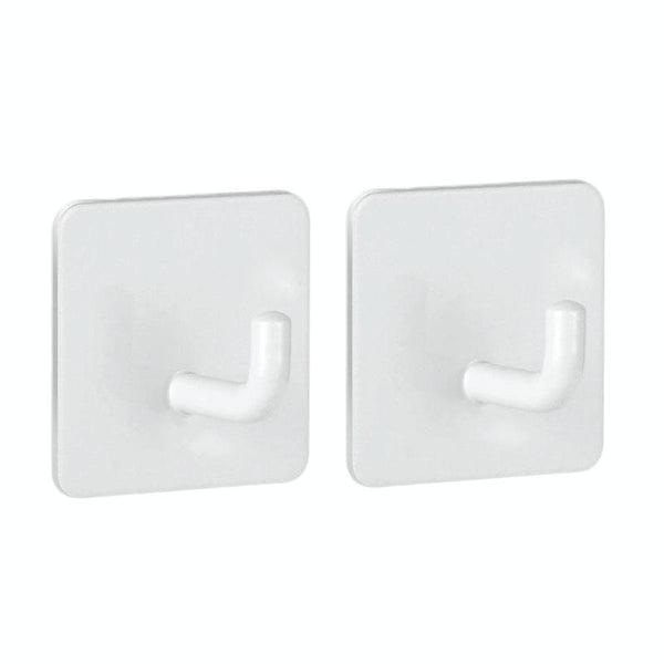2pcs Stainless Steel Hooks Kitchen Bathroom Storage Behind Door Hooks With Adhesive, Style: Square White