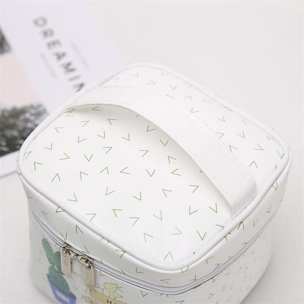 Fashion Makeup Travel Bag Women Portable Cosmetic Toiletries Storage Bag(Cactus)