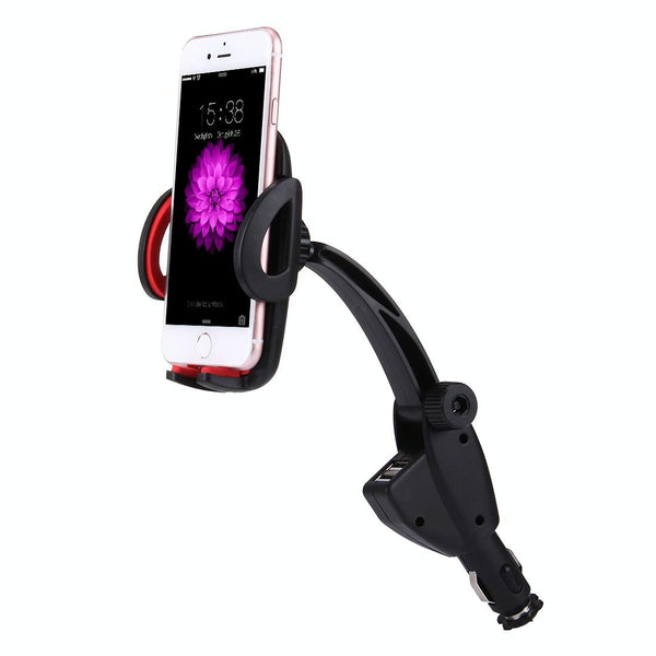 HC006 2 in 1 Car Charger & 360 Rotation Holder, For iPhone, Galaxy, Huawei, Xiaomi, LG, HTC and other Smartphones of width 47-92mm Smartphone(Red)