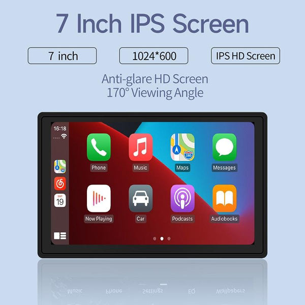 X70-1 Car 7 inch IPS Portable Smart Screen Wireless Screen Projection Carplay Android Auto, with Reversing Camera(Black)