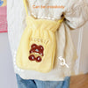 Plush Embroidery Washable Can Be Crossbody Water-Filled Warm Water Bag Pink Bunny+Strap