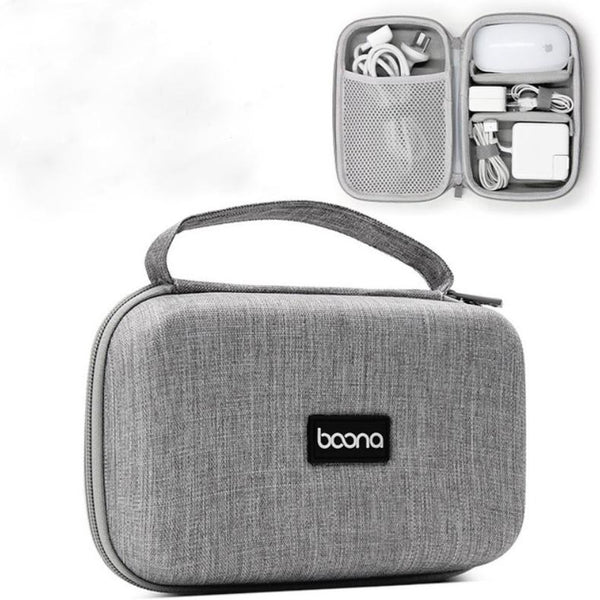 Power Adapter Headset Data Cable Portable Storage Bag For Macbook Air/Pro Notebook(Gray)