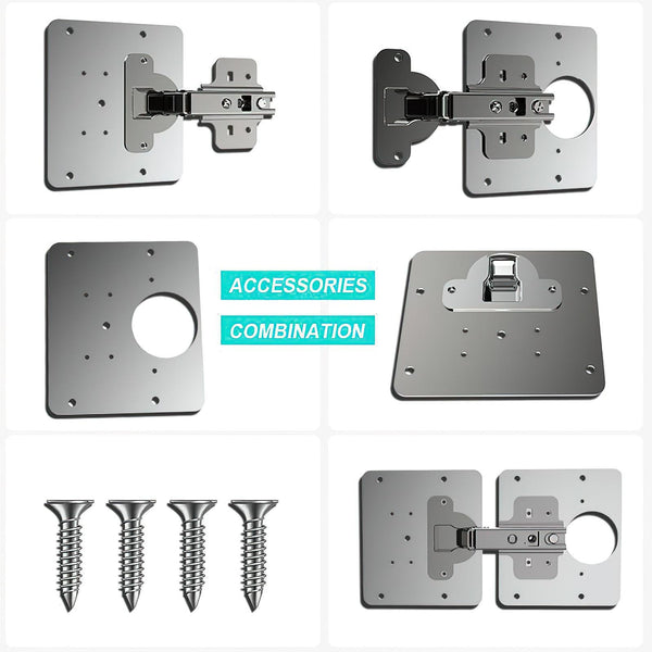 2 Sets Stainless Steel Hinge Repair Installer, Specification: 2 Repair Plates + Hinge + 16 Screws
