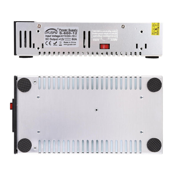 S-600-12 DC12V 600W 50A DIY Regulated DC Switching Power Supply Power Step-down Transformer with Clip, UK Plug