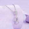 SCC2455 Sterling Silver S925 Interlocking Love Platinum Zircon Heart Shape Pendant