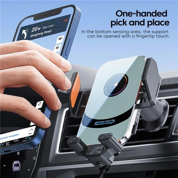 X16 Car Smart Sensor Phone Holder Magnetic Phone Mount Automatic Wireless Charger(Tarnish)
