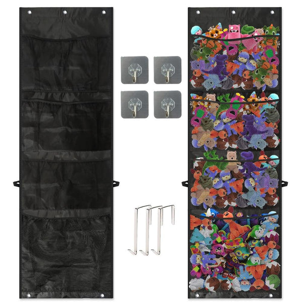 Door Storage Bag Large Capacity Plush Toy Storage Bag, Size: 159x48cm(Black)