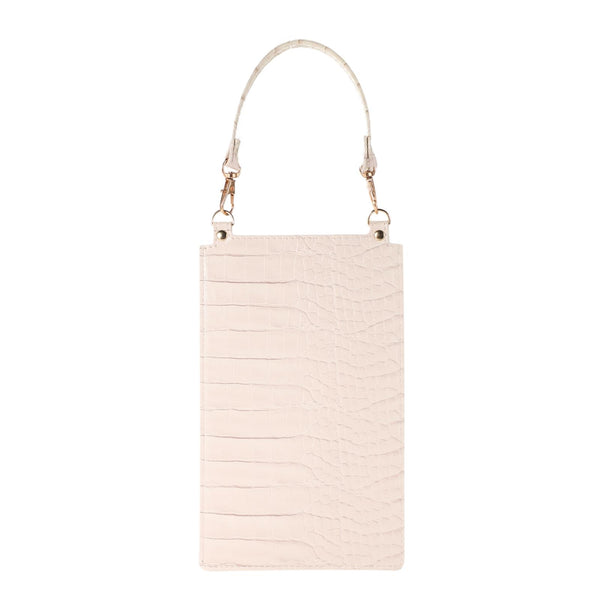 Stone Texture Card Holder Mobile Phone Bag with Short Strap(Beige)