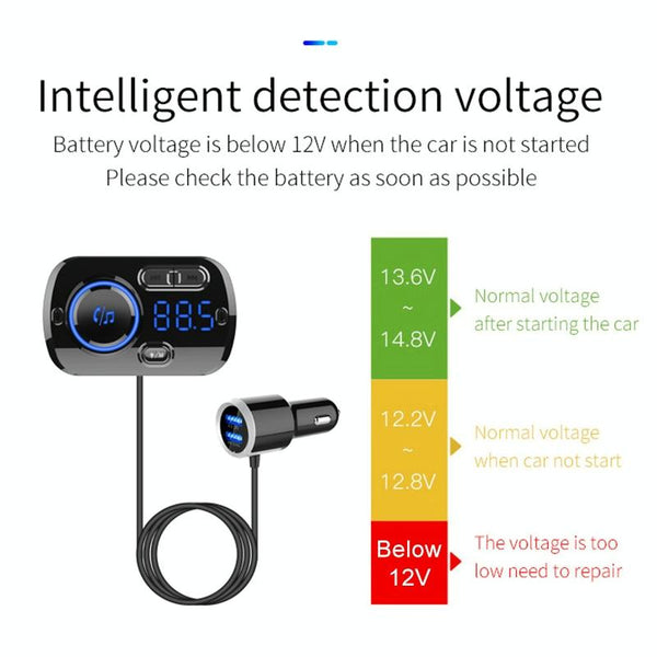 BC49BQ Car Digital Radio Receiver Bluetooth MP3 Player FM Transmitter Voice Assistant QC3.0 Quick Charger