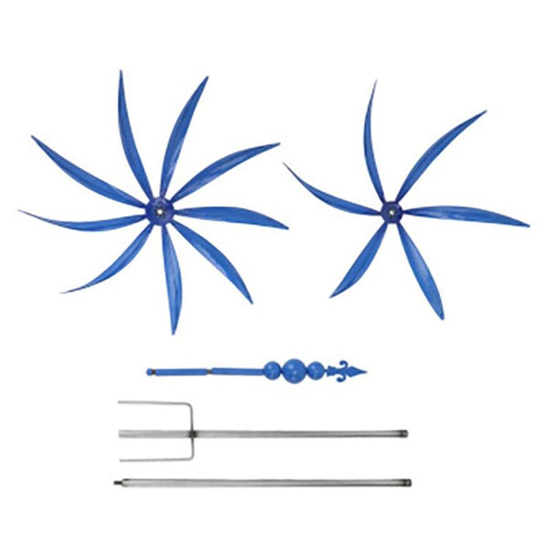 Metal Iron Windmill Crafts Outdoor Gardening Decorative Ground Planter(Blue)