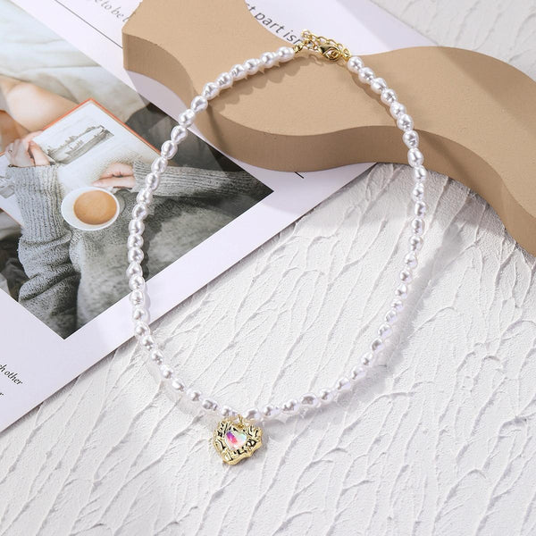 N2209-11 Colorful Love Ladies Temperament Necklace Collarbone Chain