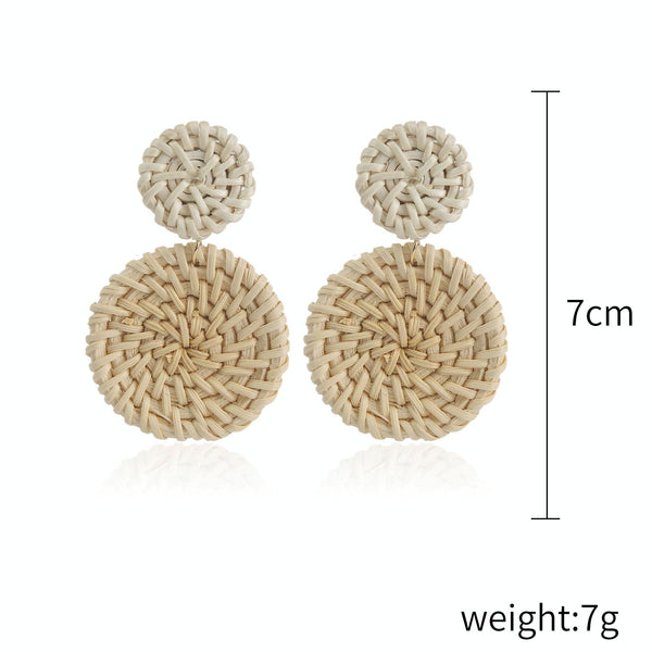E2002-15 Double Cake Bamboo Vine Handmade Woven Earrings Bosomia Style Earrings