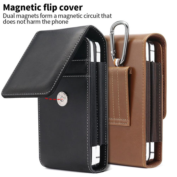 For Phones Below 6.7 inches Multifunctional Vertical Magnetic Flip Phone Waist Bag(Black)