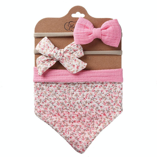 3 In 1 Baby Drooling Towel Cotton Printed Double Sided Triangle Towel Headband Set Waterproof Bibs, Style: DP069-8