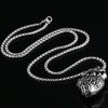 1168 Personalized Titanium Steel Cardiac Pendant Can Be Opened, Color: Steel Color Small+3x55cm Pearl Chain