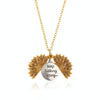 N2003-22 Ancient Gold Necklace Alloy Sunflowers Shape Can Open Double Side Engraving Accessories Pendant
