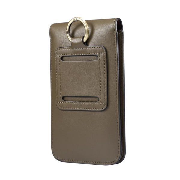 Lambskin Texture Men Phone Universal Double Lattice Waist Bag Leather Case, Size:L(Green)