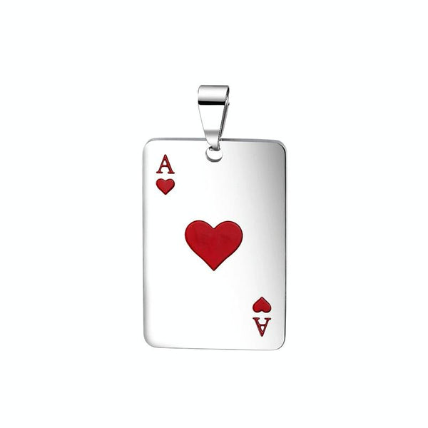 OPK 1542 Titanium Steel Men Necklace Personality Poker Pendant, Color: Red Without Chain