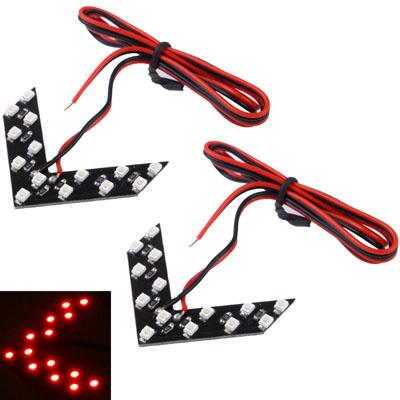 14 LED 3528 SMD Arrows Light for Car Side Mirror Turn Signal, Pairs(Red Light)