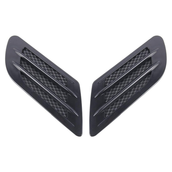 2 PCS Euro Style Plastic Decorative Air Flow Intake Turbo Bonnet Hood Side Vent Grille Cover With Self-adhesive Sticker(Black)