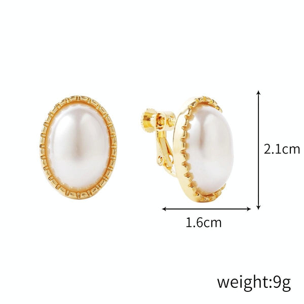 E2109-8 Half Ellipse Baroque Earrings Pearl Ear Clip Women Without Ear Piercing