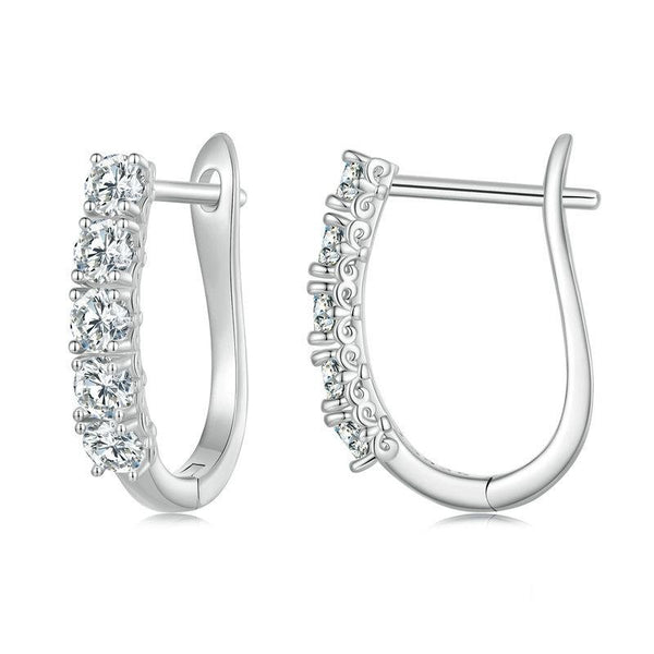 MSE011 Sterling Silver S925 Moissanite U-Shaped Pattern Earrings