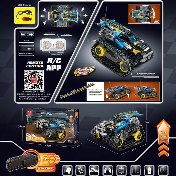 MoFun 13032 DIY Electric Track Acrobatic Racing Car Assembled Building Block Toy, Support 2.4G / APP Remote Control
