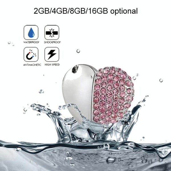 Heart Shaped Diamond Jewelry USB Flash Disk, Special for Valentines Day Gifts (8GB)