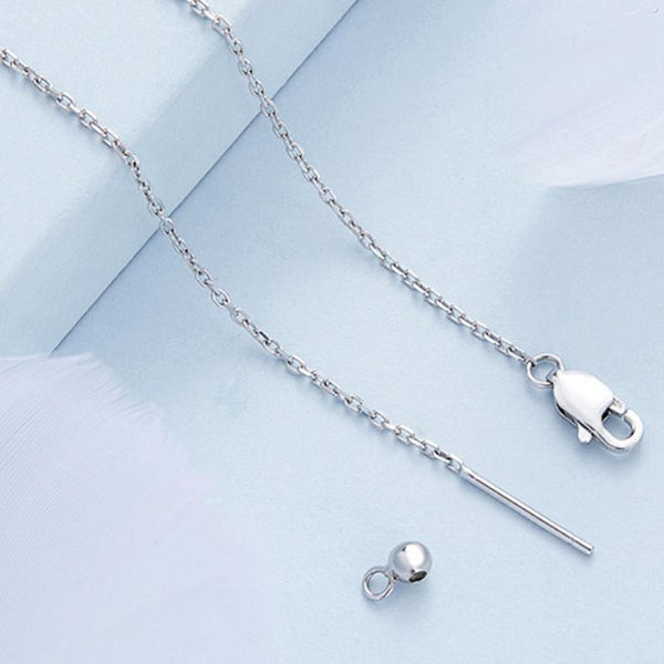 BSN286 Sterling Silver S925 White Gold Plated Zircon Crescent Pendant Necklace