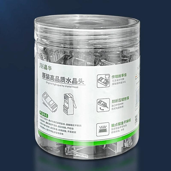 3U 100pcs / Can JINGHUA S688 Gigabit Transport Cabling Extruded Super Cat6 Dual Shield RJ45 8P8C Connector