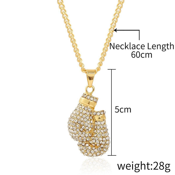 N2106-15 Boxing Gloves Exaggerated Hip Hop Style Necklace Collarbone Chains