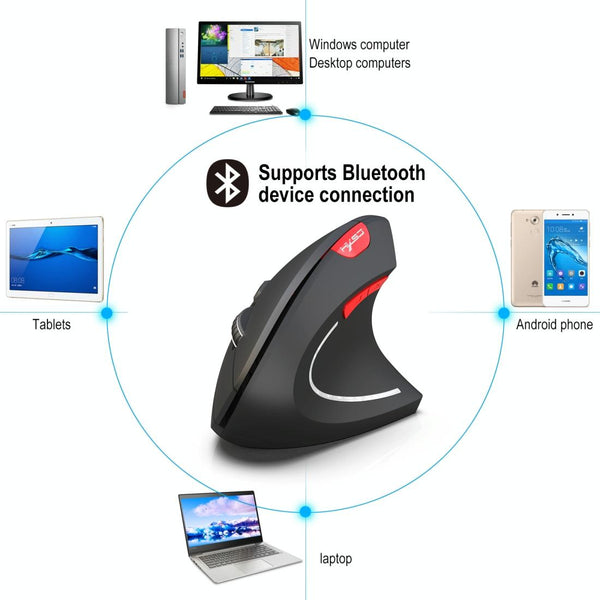 HXSJ T29 Bluetooth 3.0 Wireless Bluetooth 6-Keys 2400 DPI Adjustable Ergonomics Optical Vertical Mouse(Grey)