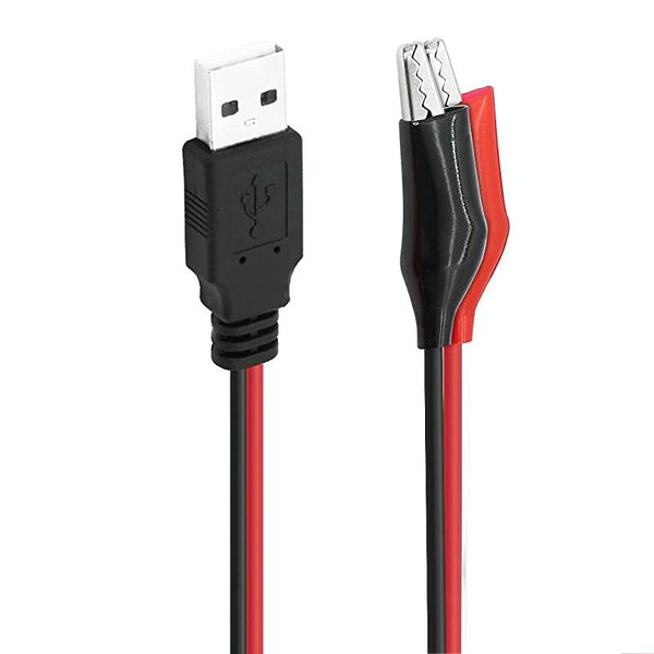 USB to Dual Crocodile Clip Power Cable 0.5m