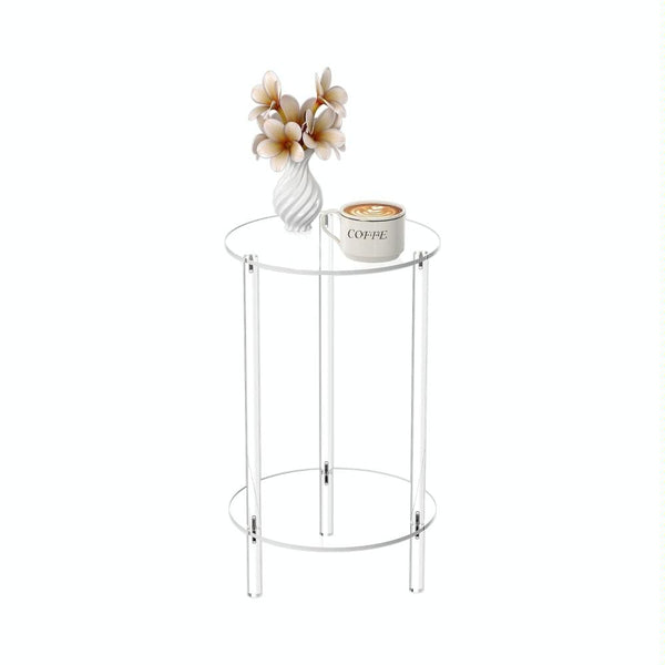 YX107 Acrylic Round Two-layer Small Bedside Table(Transparent)