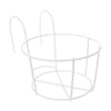 Balcony Fence Round Metal Flower Stand Wrought Iron Wall-mounted Flower Pot Stand, Size:S(White)