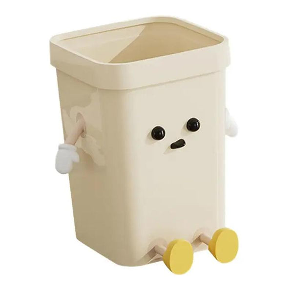Cute Square Trash Can Household Living Room Bathroom Garbage Bin, Style: 7L Sitting White