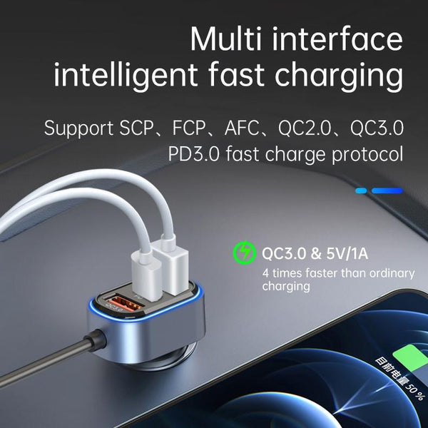 SC05 65.5W 6 in 1 PD / QC3.0 Fast Charge Extended Car Charger