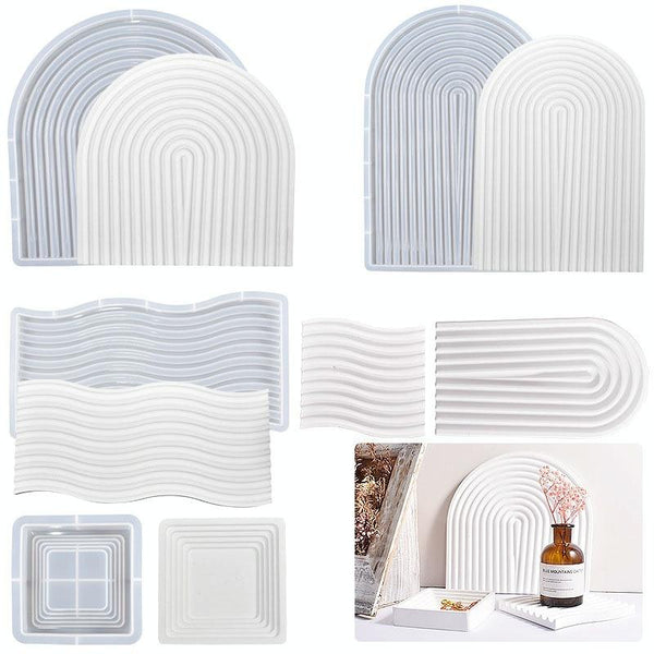 Epoxy Resin Mold Gypsum Candle Stand Arch Storage Tray Silicone Mold, Spec: U Shape Small