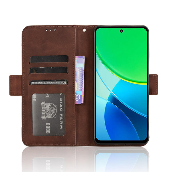 For vivo Y19s 4G Skin Feel Calf Texture Card Slots Leather Phone Case(Brown)