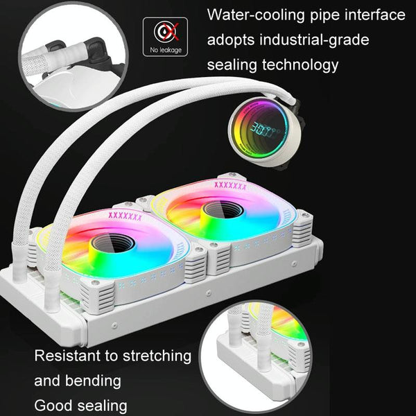 COOLMOON CM-YM-240T Digital ARGB Lens Edition Integrated Water Cooling CPU Cooler Temperature Display CPU Fan(Black)