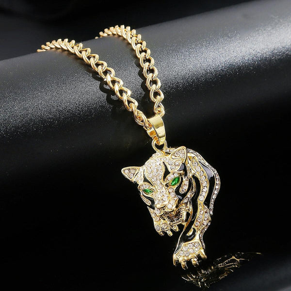 N2106-17 Leopard Exaggerated Hip Hop Style Necklace Collarbone Chains