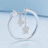 BSR349 Sterling Silver S925 Butterfly Chain Open Zircon Plated Gold Ring