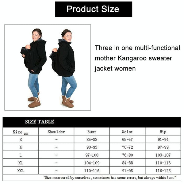 Three-in-one Multi-function Mother Kangaroo Zipper Hoodie Coat with Front Cap Size: S, Chest: 85-88cm, Waist: 65-67cm, Hip: 91-94cm (Red)