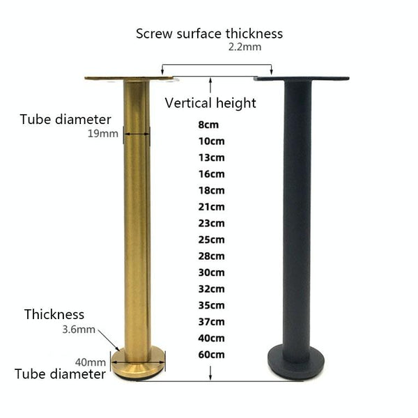 LH-TJ003 Adjustable Stainless Steel Round Tube Furniture Legs, Height: 21cm(Matte Black)
