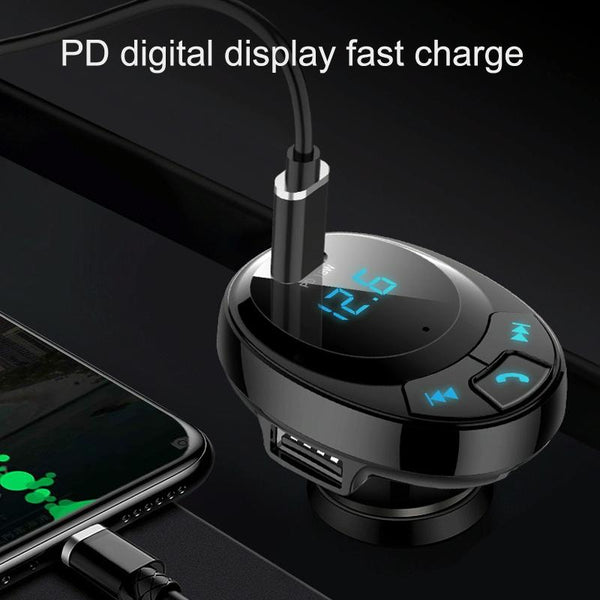 BT09 Car Bluetooth MP3 Digital Display Dual USB Charger(Black)